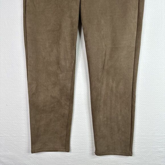 Curve Appeal Pants Womens Faux Leather Suede Large Brown Pull On Legging Stretch - Picture 3 of 11